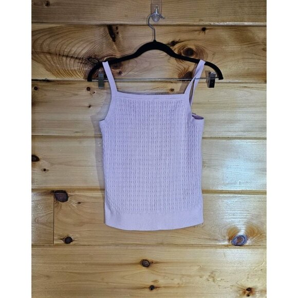 Ralph Lauren Tank Top Womens Size Medium Pink Cable Knit Cotton Blind - Picture 2 of 8
